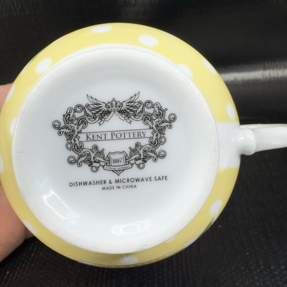 Kent Pottery Fine Porcelain Teacup And Saucer Set Floral Pattern 12oz Yellow VTG - Picture 9 of 10
